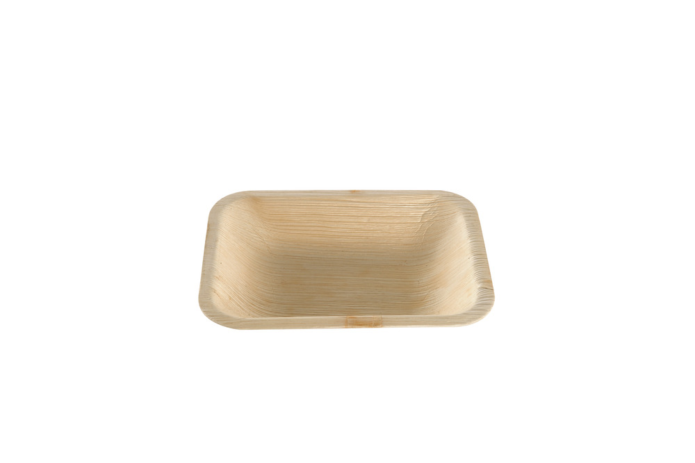 Assiette rectangulaire en feuille de palmier 15 x 13 cm - 100 unités - betik