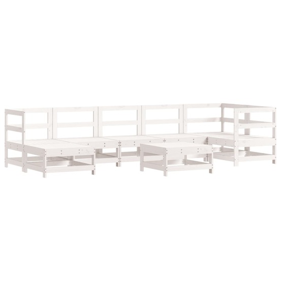 Salon de jardin 8 pcs blanc bois de pin massif