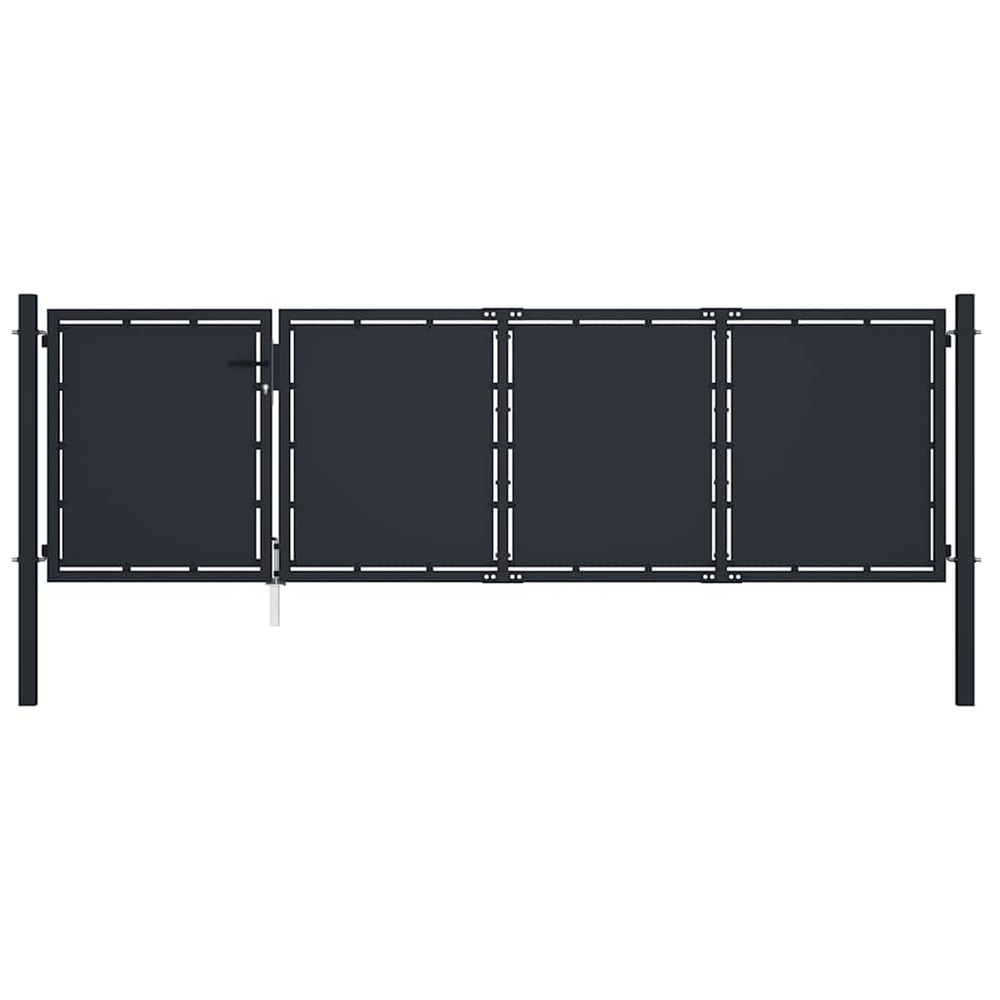 Portail de jardin en acier 350 x 100 cm anthracite