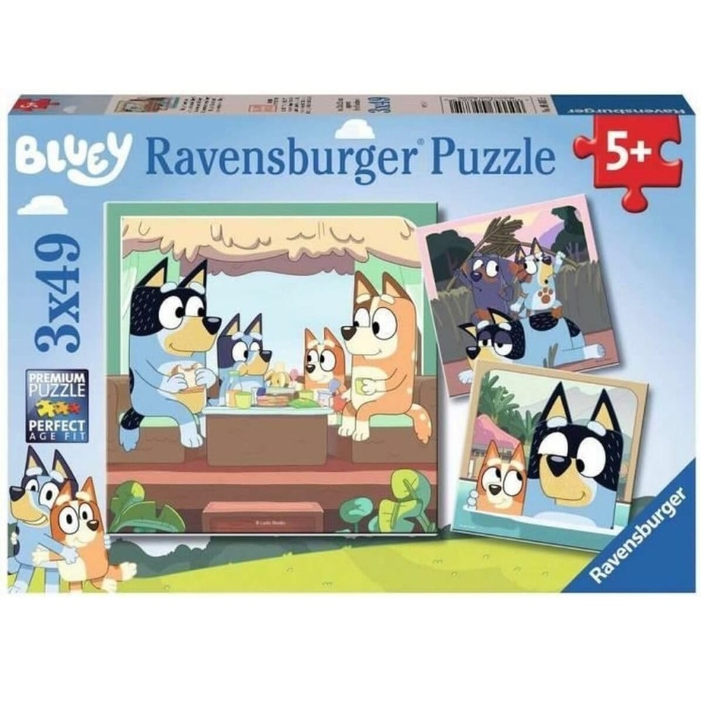 Puzzle 3 x 49 pièces les aventures de bluey - ravensburger - ludique et educatif