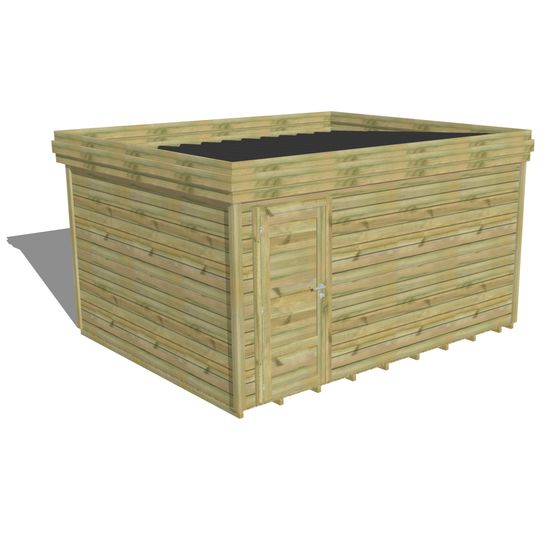 Abri de jardin bois pin traité autoclave 27mm - 4,34x3,44m / 15m2 - bac acier - plancher bois