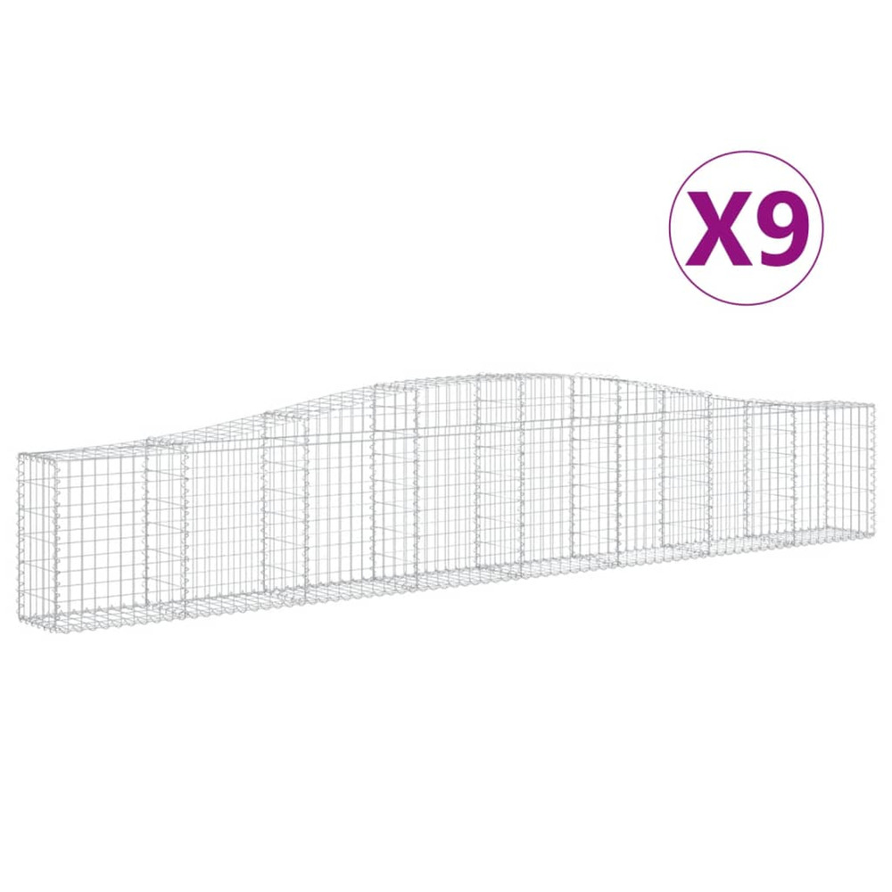Paniers à gabions arqués 9 pcs 400x30x60/80 cm fer galvanisé