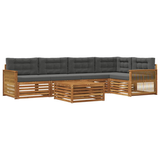 Ensemble de canapés d'extérieur 6 pcs naturel et anthracite