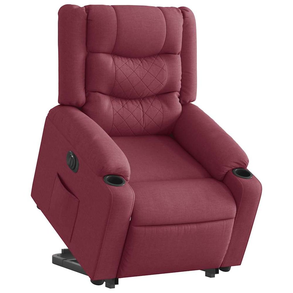 Fauteuil inclinable électrique rouge bordeaux tissu