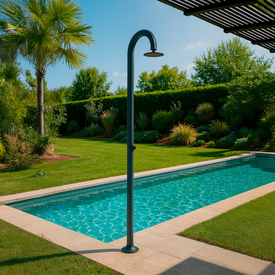 Douche a eau froide temporisee en aluminium sined luna timer grigia