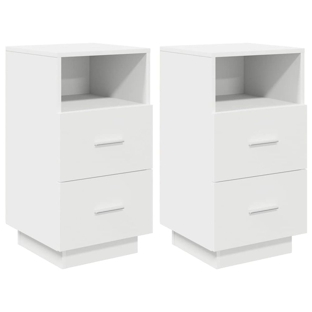 Tables de chevet 2 pcs avec 2 tiroirs blanc 36x36x68 cm