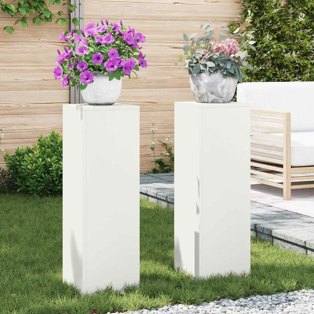 Support de plante 2 pcs blanc 24 x 24 x 75 cm acier