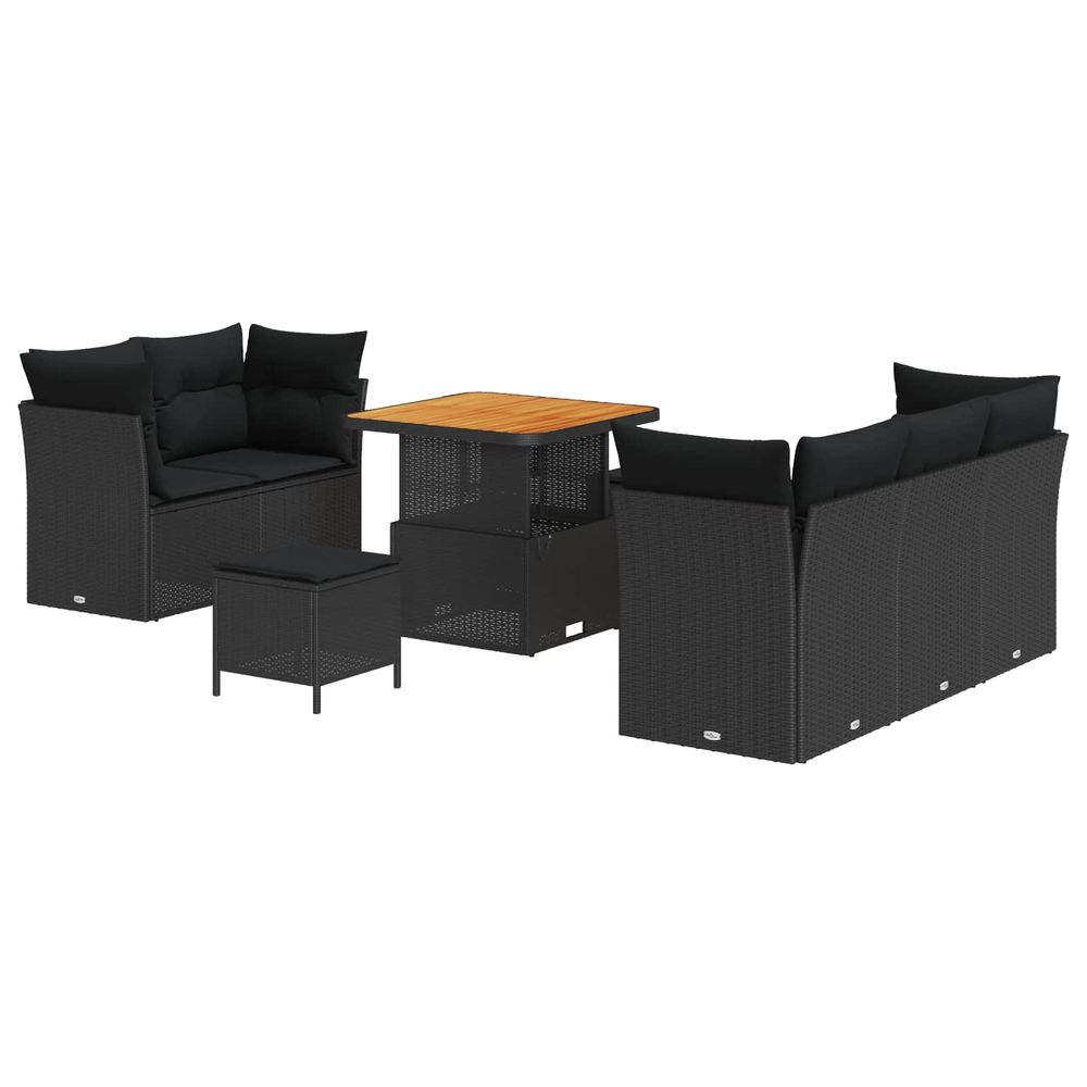 Ensemble de canapé de jardin 8 pc noir polyrotin