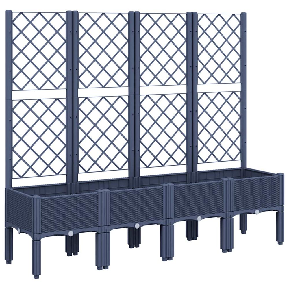 Jardinière d'extérieur avec treillis bleu gris 160x40x142 cm pp