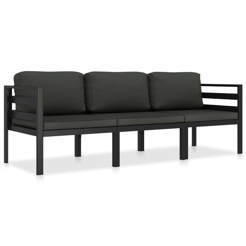 Salon de jardin 3 pcs avec coussins aluminium anthracite