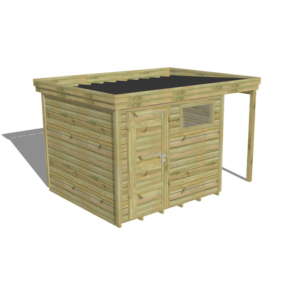 Abri de jardin bois pin traité autoclave 27mm - 3,64x2,64m / 10m2 - bac acier - plancher bois