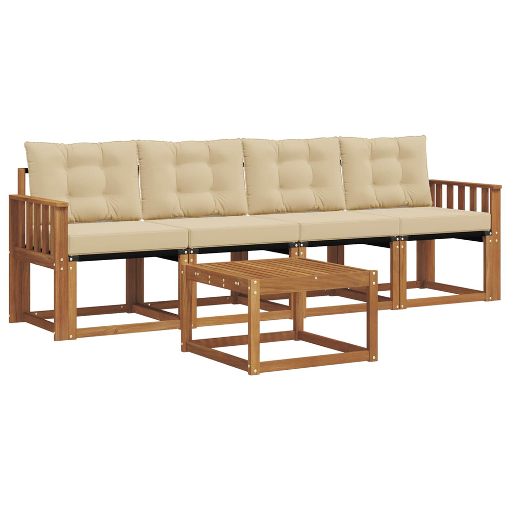 Ensemble de canapés d'extérieur 5 pcs naturel et beige