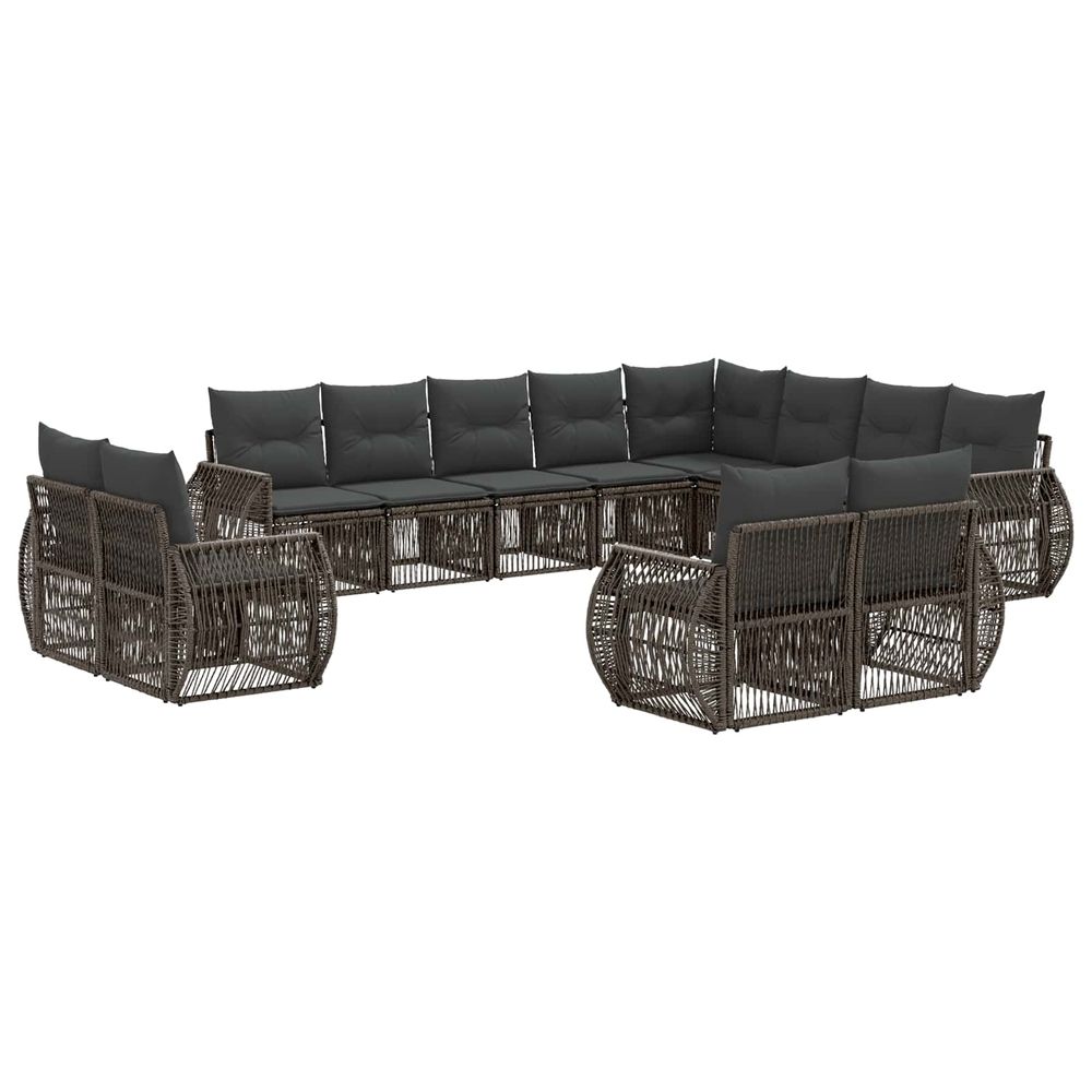 Ensemble de canapé de jardin 12 pc gris et gris foncé polyrotin