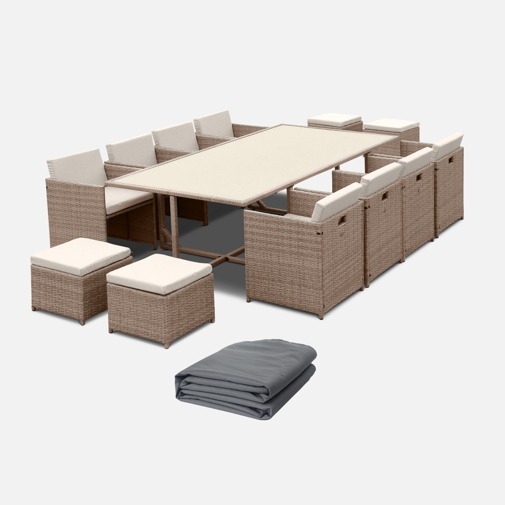 Table de jardin 8-12 places – vabo – table encastrable + housse de protection gris foncé polyester