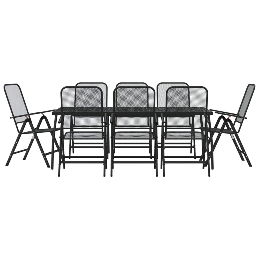 Ensemble à manger de jardin 9 pcs anthracite métal maille