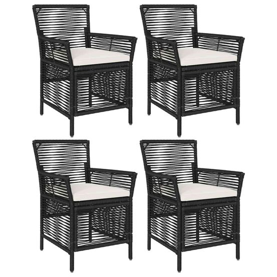 Chaise d'extérieur 4 pc noir et crème polyrotin