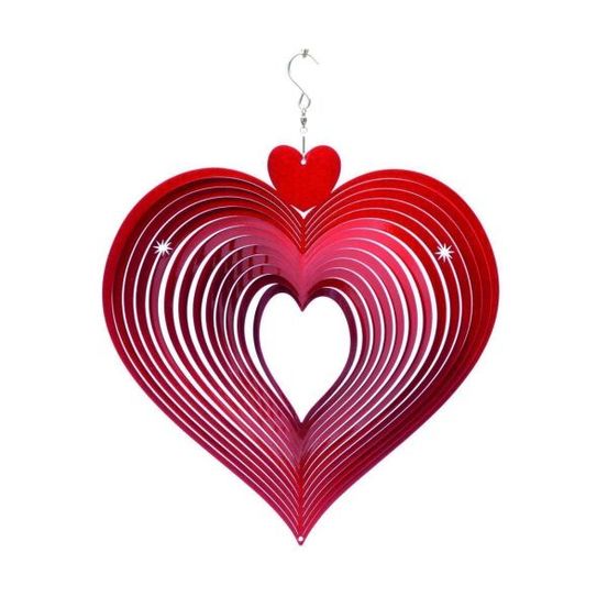 Mobile à vent coeur rouge 15 x 15 x 5 cm