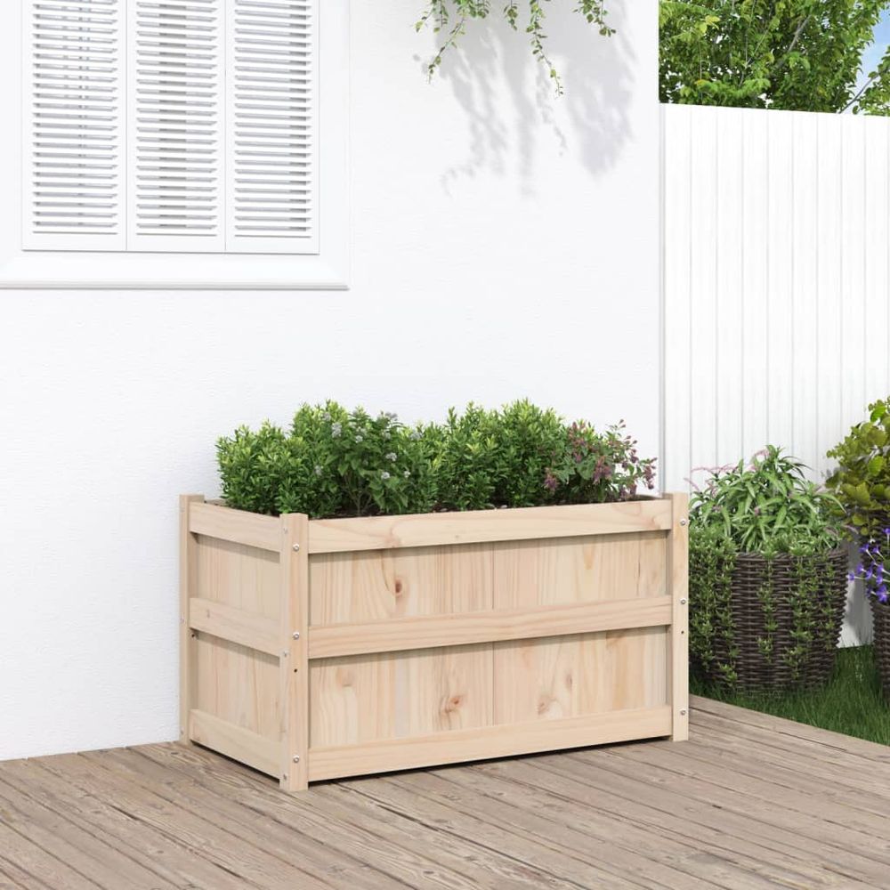Jardinière carré en bois de pin massif pour jardin terrasse 90x50x50cm