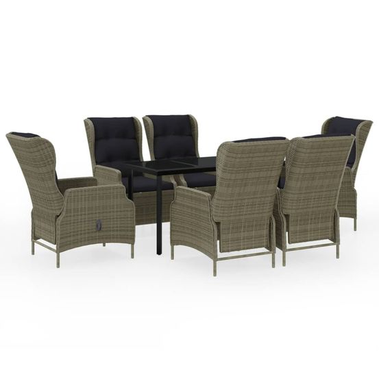Ensemble à manger de jardin 7 pcs marron