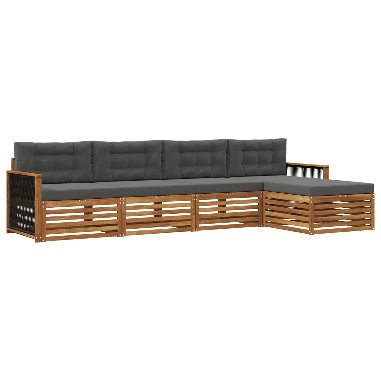 Ensemble de canapés d'extérieur 5 pcs naturel et anthracite