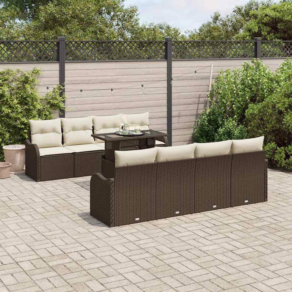 Ensemble de canapé de jardin 7 pcs marron polyrotin