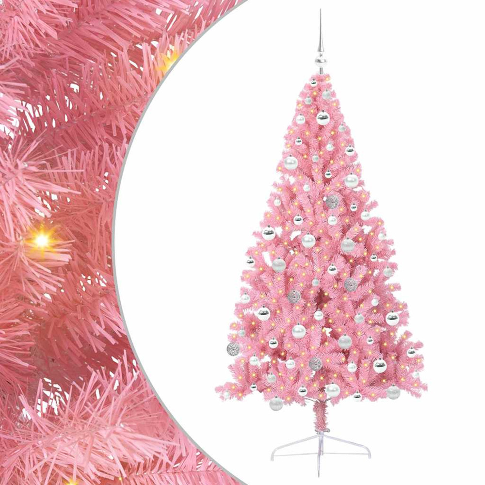 Sapin de noël artificiel pré-éclairé rose 180 cm pvc