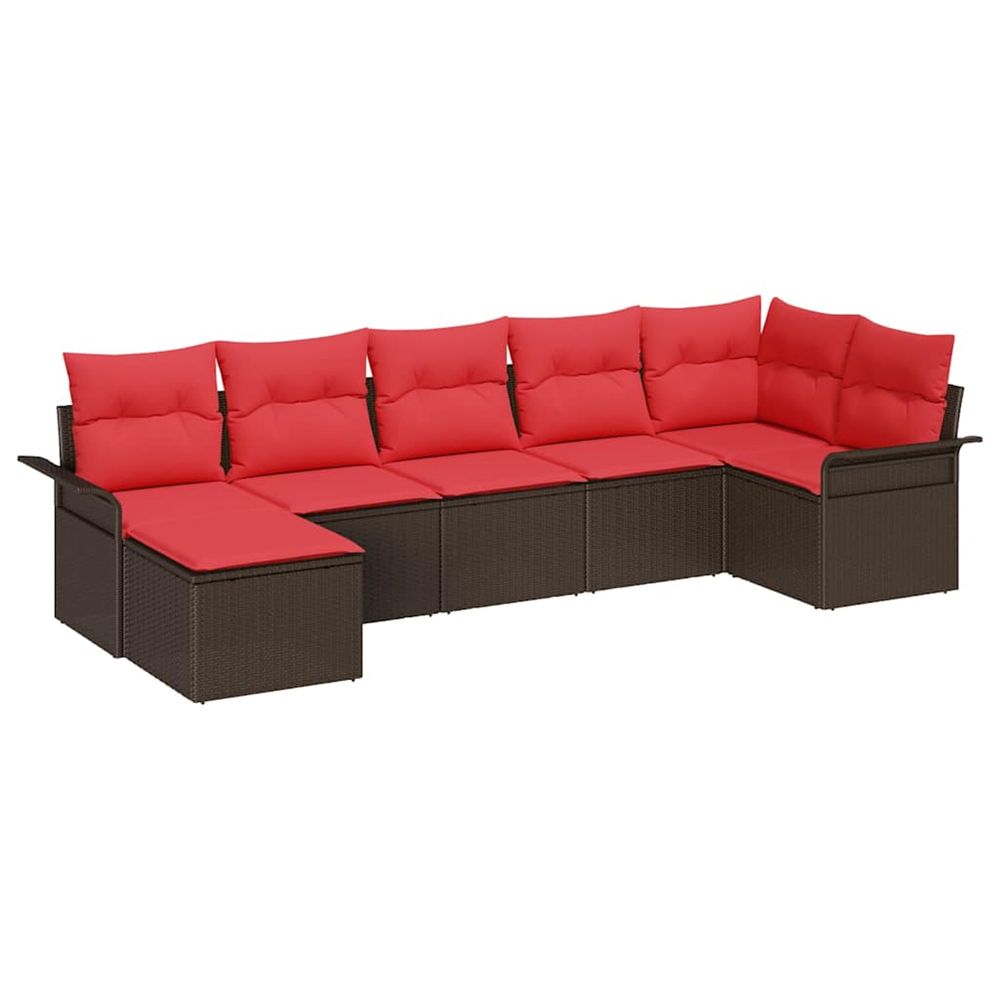 Ensemble de canapé de jardin 7 pc beige polyrotin