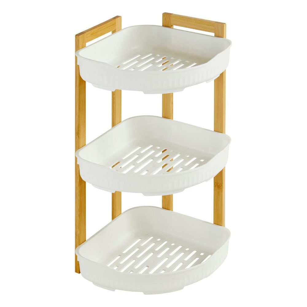 5five - étagère d'angle naturéo 3 niveaux en bambou blanc 29x22cm