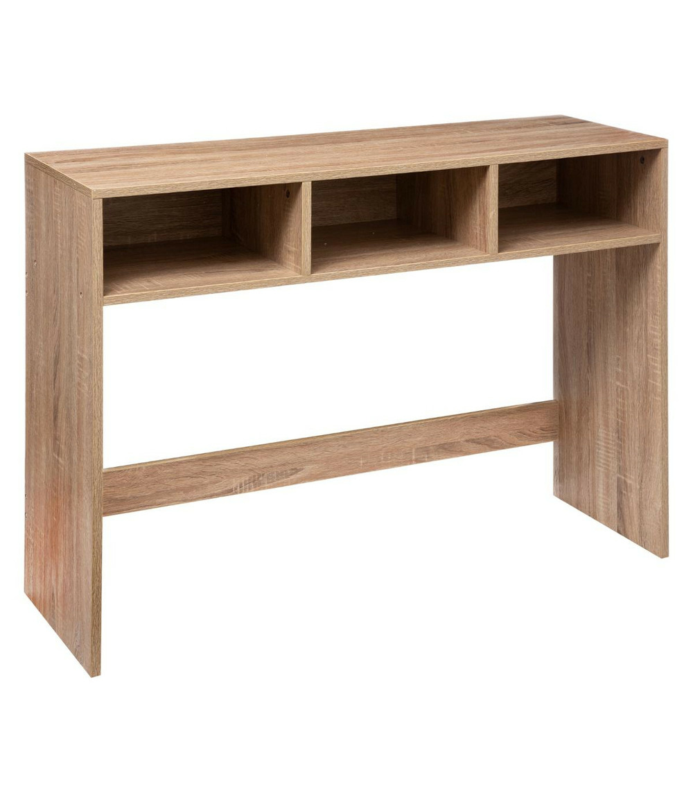 Meuble console bois clair 3 niches de rangement h 75 cm