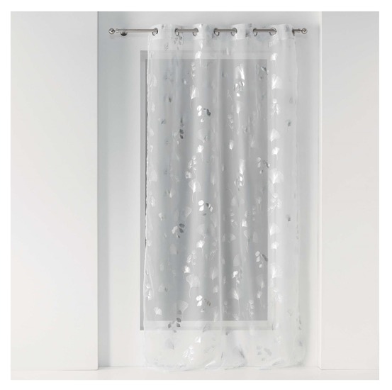 Panneau a oeillets rideau voile 140 x 240 cm bloomy blanc argent