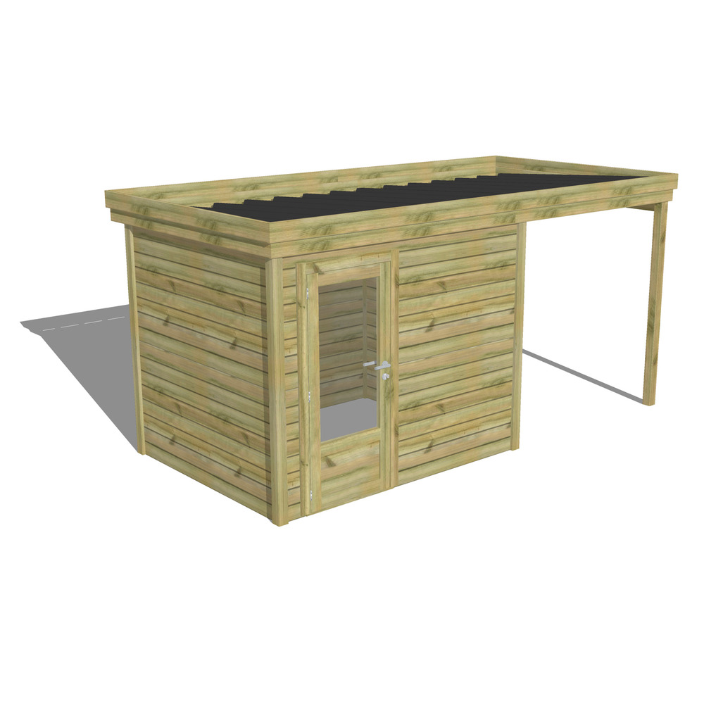 Abri de jardin bois pin traité autoclave 27mm - 4,64x2,14m / 10m2 - bac acier - abri français