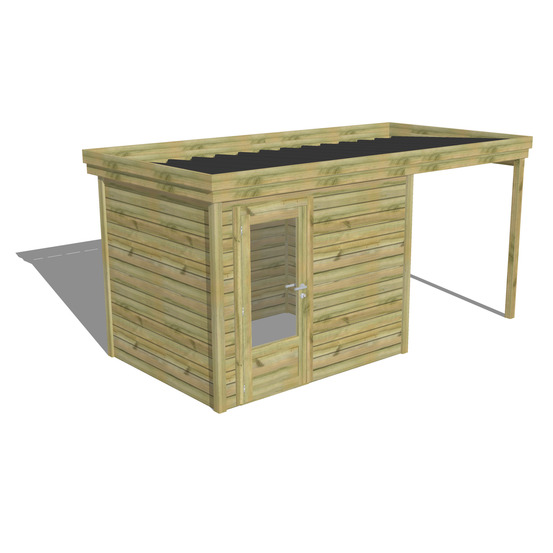 Abri de jardin bois pin traité autoclave 27mm - 4,64x2,14m / 10m2 - bac acier - abri français