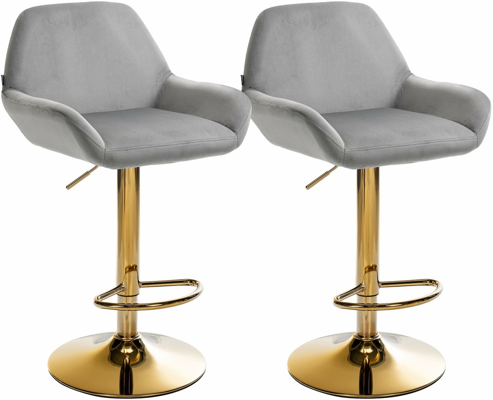Lot de 2 tabourets de bar braga velours doré