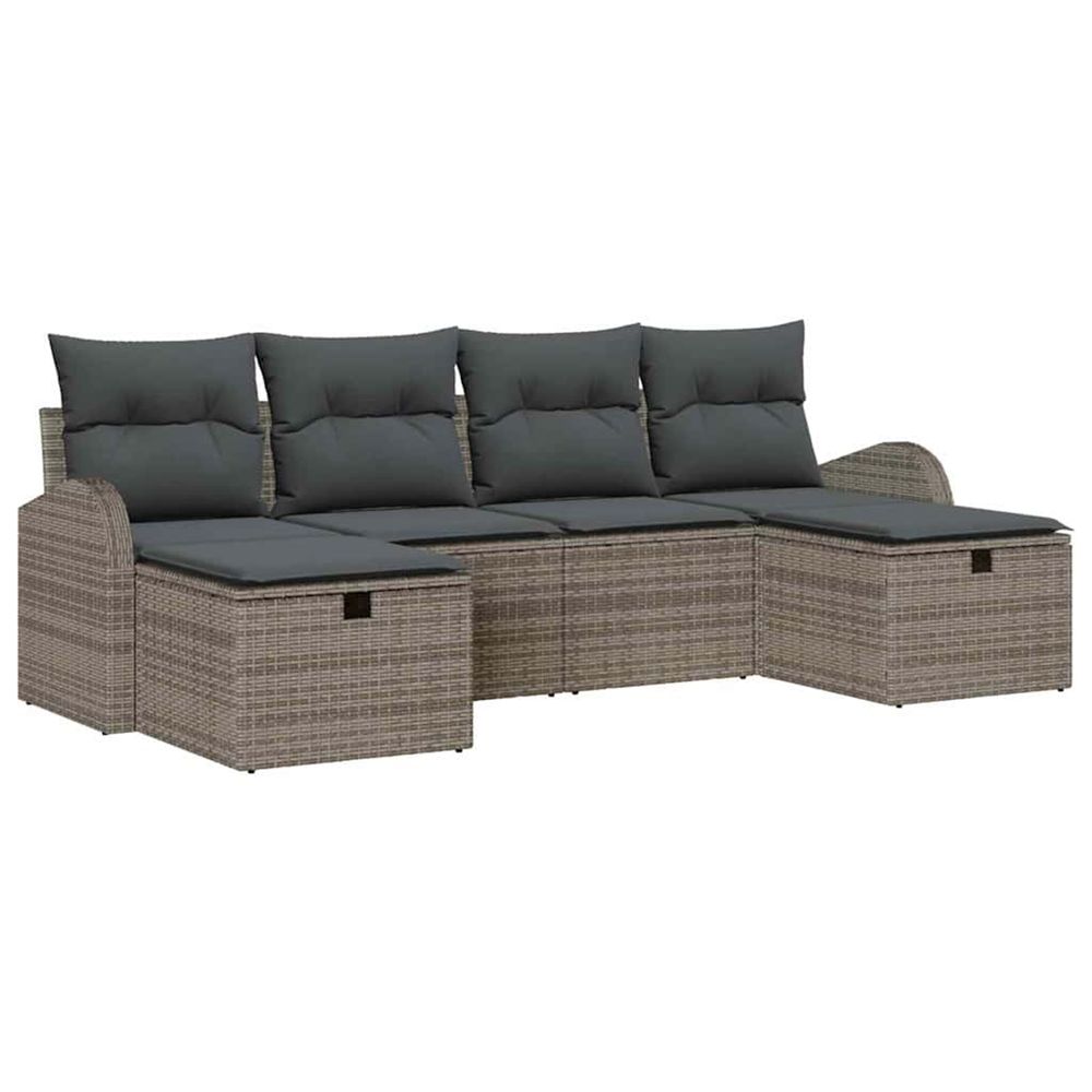 Ensemble de canapé de jardin 6 pc gris polyrotin