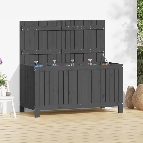 Boîte de rangement de jardin gris 121x55x64 cm bois de pin