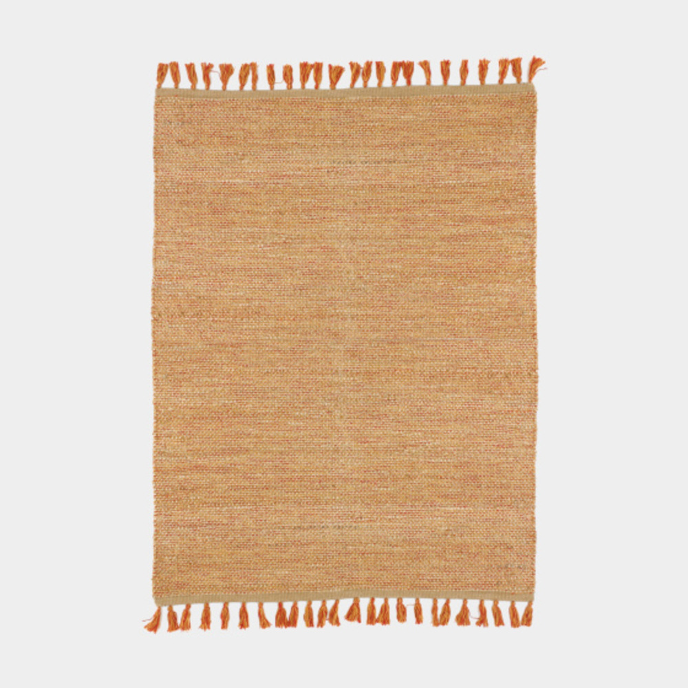 Tapis naturel en jute et coton - néo-ethnique - rouge - 160 x 230 cm