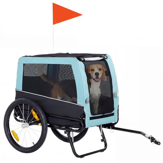 Remorque vélo chien métal tissu oxford escapade sportive pliable roues bleu