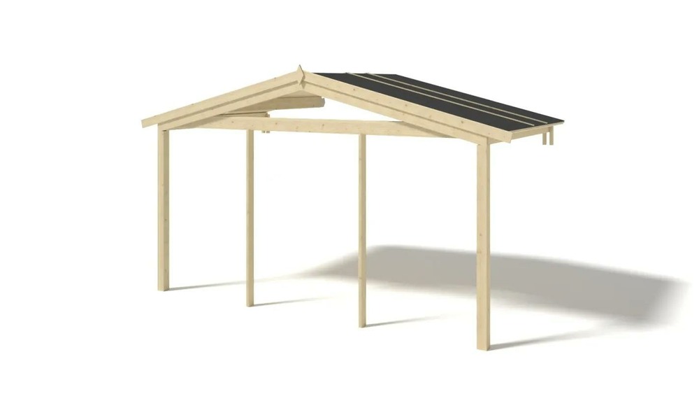 Avant-toit en bois 4x3m pour le chalet de jardin 4m, couleur naturel - dom618 - altanka