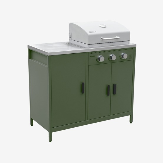 Barbecue gaz 3 brûleurs, 3 portes et 2 espaces de rangement