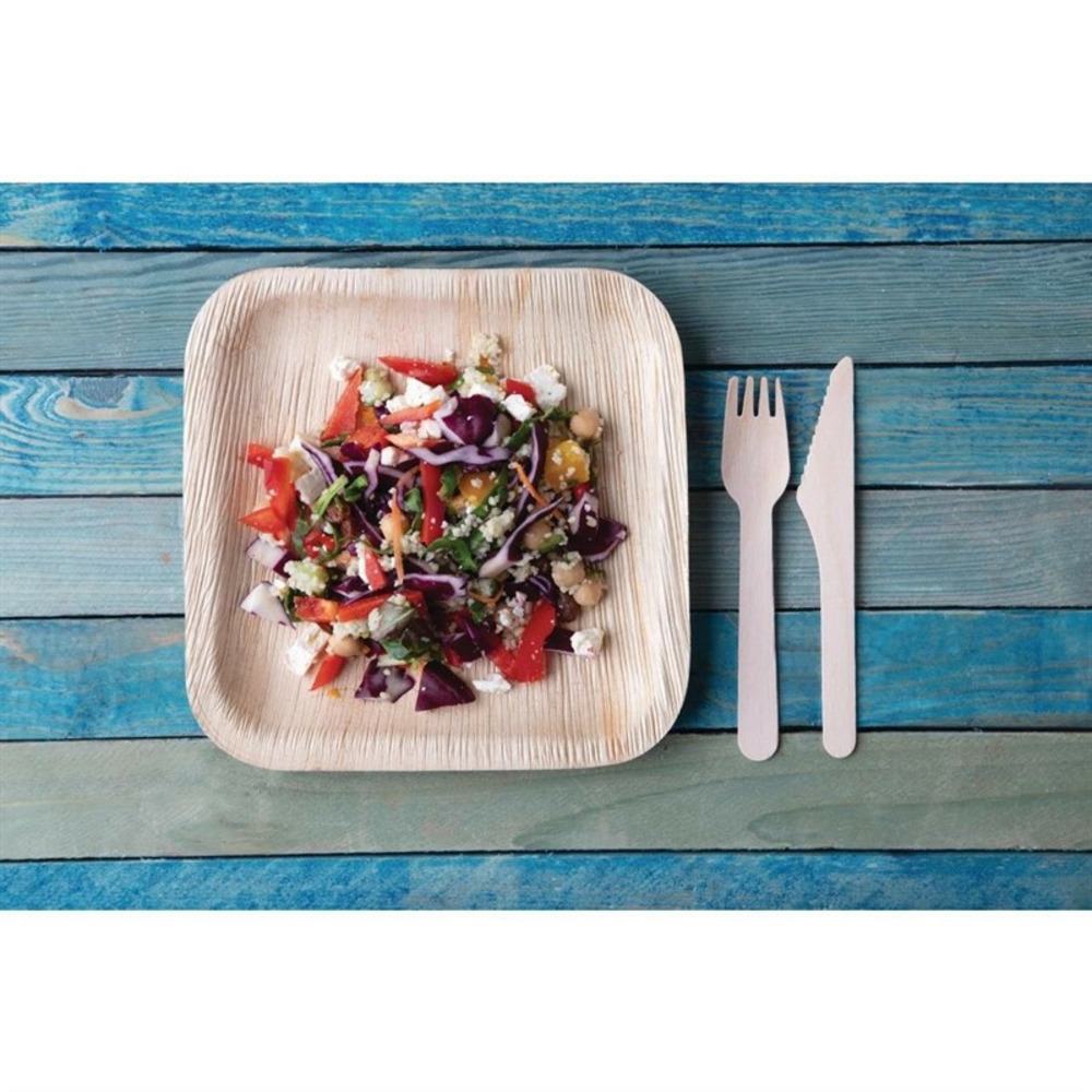 Assiette carrée en feuilles de palmier 200 mm lot de 100 - fiesta