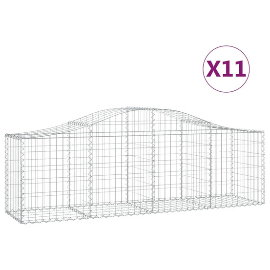 Paniers à gabions arqués 11 pcs 200x50x60/80 cm fer galvanisé