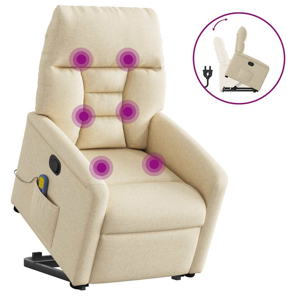 Fauteuil inclinable de massage crème tissu