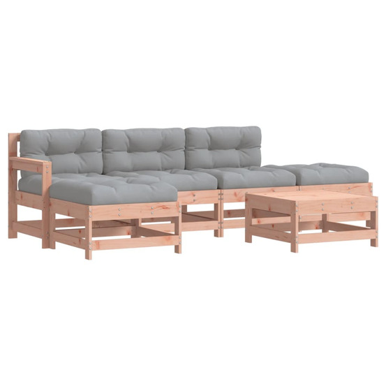Salon de jardin 6 pcs avec coussins bois massif douglas