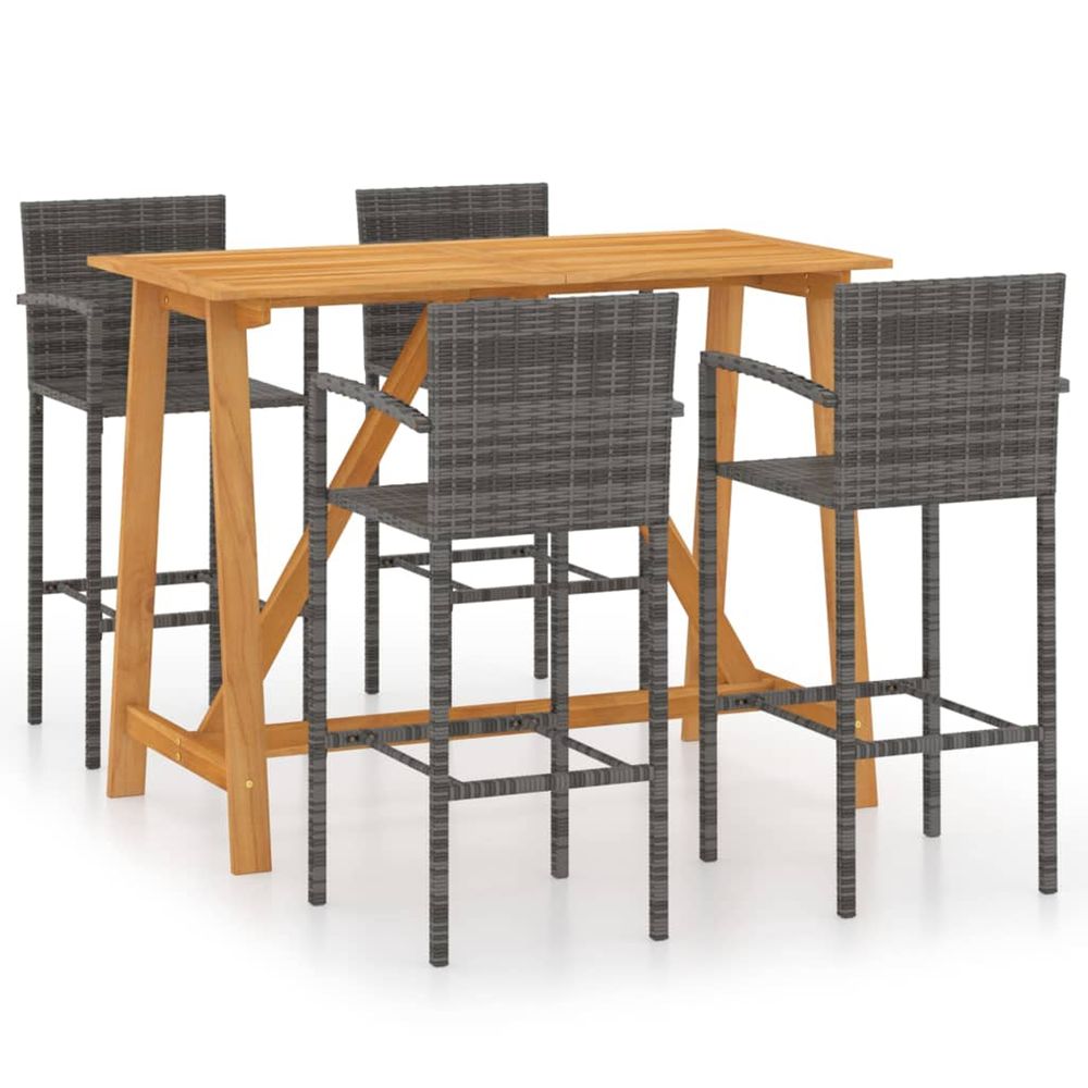 Ensemble de bar de jardin 5 pcs gris