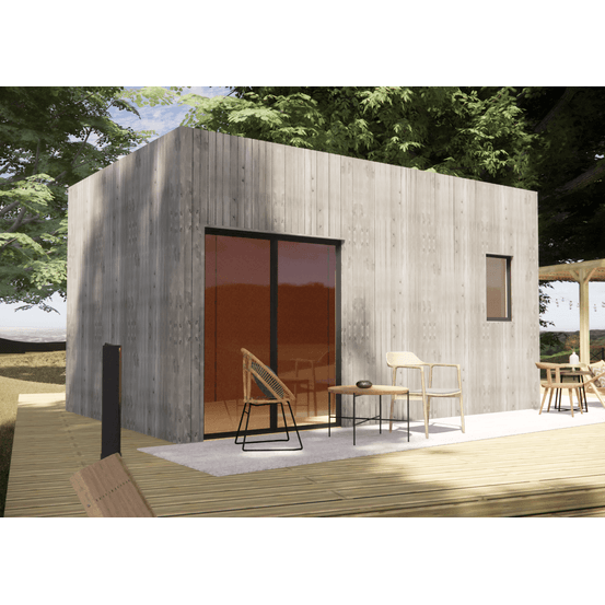 Studio de jardin bien isolé en bois 5,5 x 3,5 x 3,2 m / isolation re2020