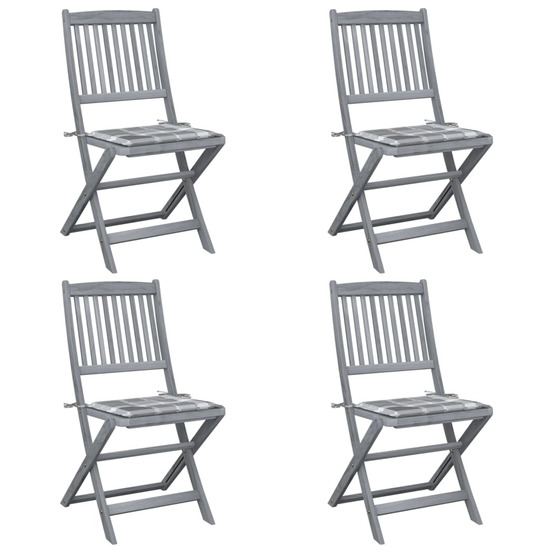 Chaises pliables d'extérieur lot de 4 et coussins bois d'acacia