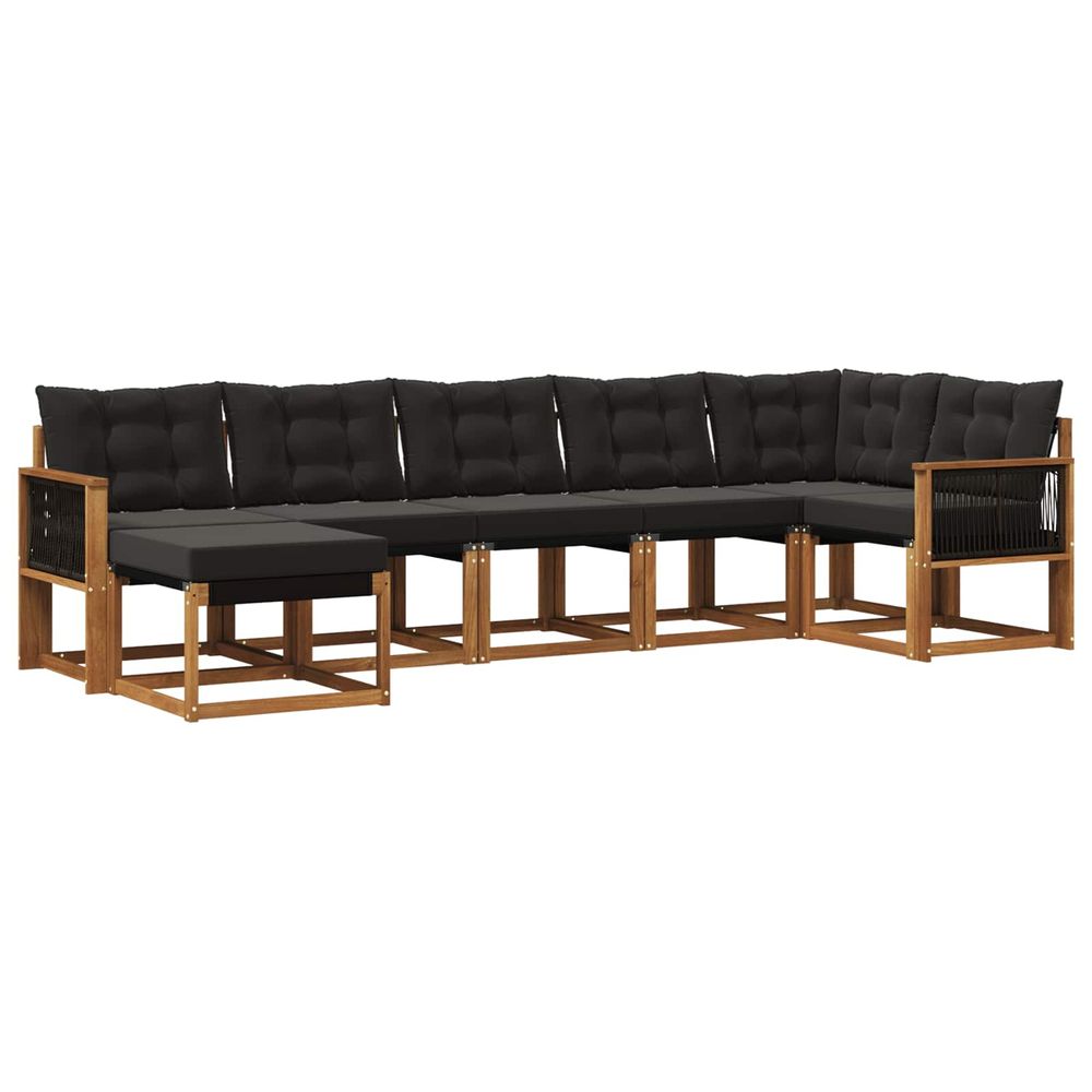 Ensemble de canapés d'extérieur 7 pc naturel et noir