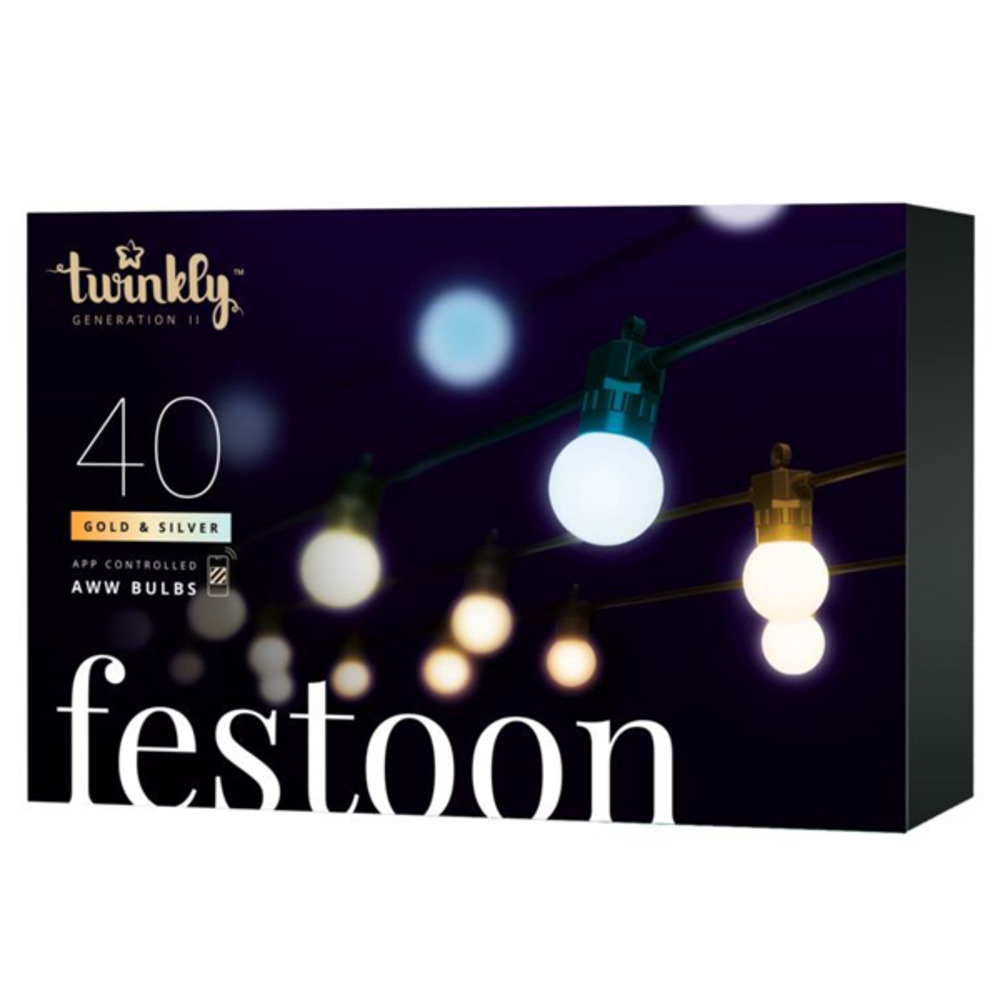 Guirlande guinguette connectée ip44 20m 40 leds blanc twinkly festoon