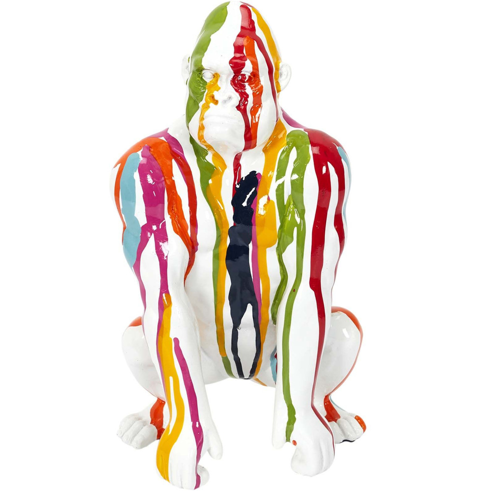 Gorille accroupi en résine 24 cm multicolore