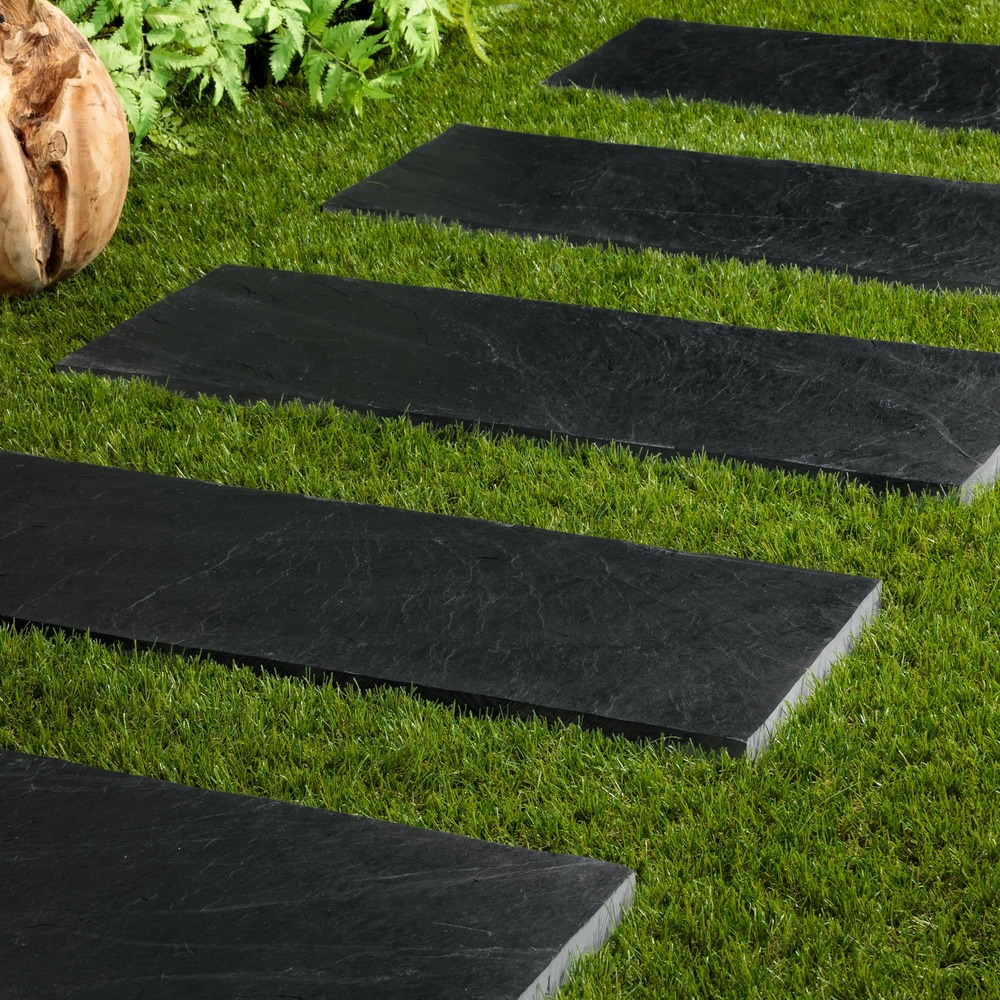 Pas japonais rectangle ardoise noire 80x30x2-3 cm (à l'unité) - ro'ma nature